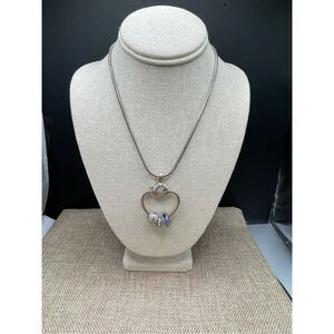 Brighton Charm Holder Necklace Open Heart Reversible Snake Chain 16-18" with Cha